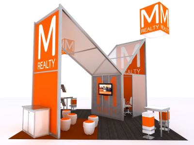 Custom Modular Hybrid Displays | Trade Show Island - 20 x 20 Version