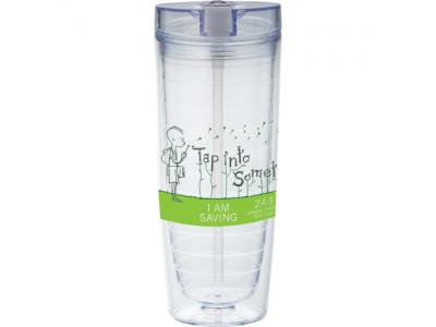 Promotional Giveaway Drinkware | Hot & Cold Flip N Sip Vortex Tumbler 20oz Clear