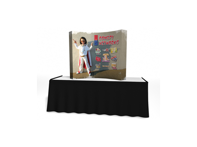 V Burst Pop Up Displays | 5' V Burst Curved Frame Table Top