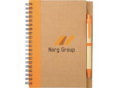 Promotional Giveaway Office | The Eco Spiral Notebook & Pen Orange