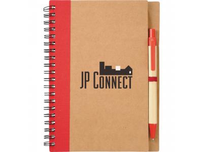 Promotional Giveaway Office | The Eco Spiral Notebook & Pen Red