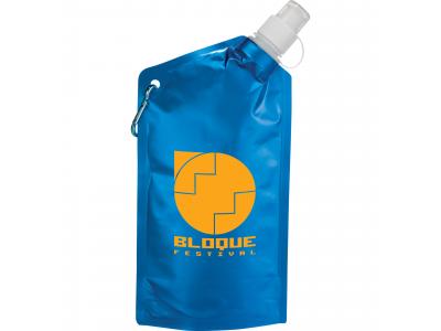 Promotional Giveaway Drinkware | Cabo 20-Oz. Water Bag With Carabiner Metal Blue