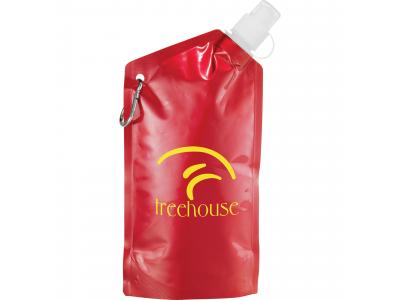 Promotional Giveaway Drinkware | Cabo 20-Oz. Water Bag With Carabiner Metal Red