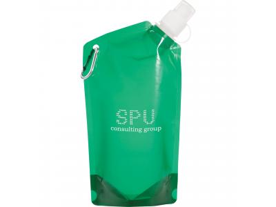 Promotional Giveaway Drinkware | Cabo 20-Oz. Water Bag With Carabiner Tran Green