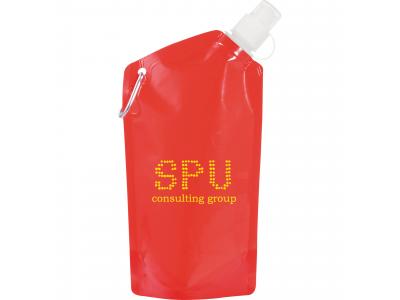 Promotional Giveaway Drinkware | Cabo 20-Oz. Water Bag With Carabiner Trans Red