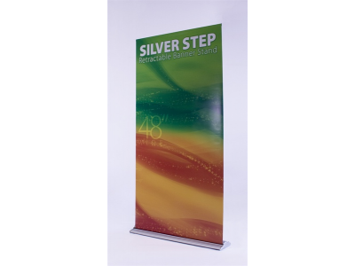 48" Silver Step Retractable Banner Stand | Retractable Banner Stands
