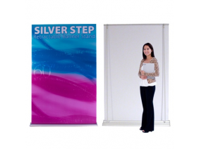 60" Silver Step Retractable Banner Stand | Retractable Banner Stands