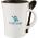 Promotional Giveaway Drinkware | Dolce 10-Oz. Ceramic Mug With Spoon Black Trim