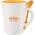 Promotional Giveaway Drinkware | Dolce 10-Oz. Ceramic Mug With Spoon Orange Trim